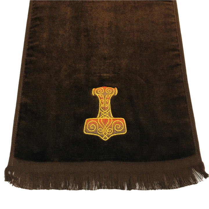 Finger tip Towel - Thor's hammer on Brown