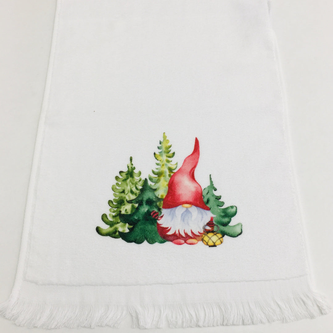 Finger tip towel - Tomte Gnome in the pine trees