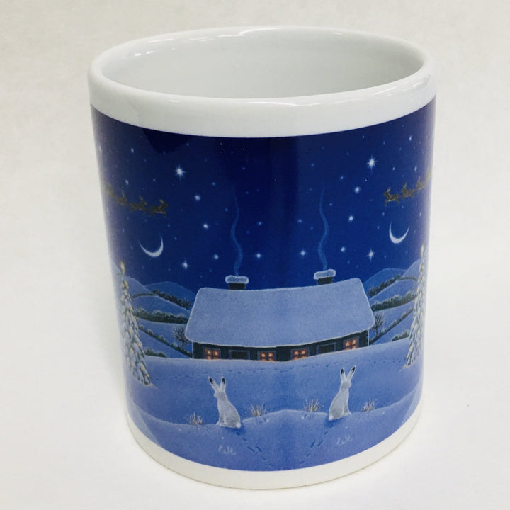 Eva Melhuish Pets watching Santa's sleigh coffee mug