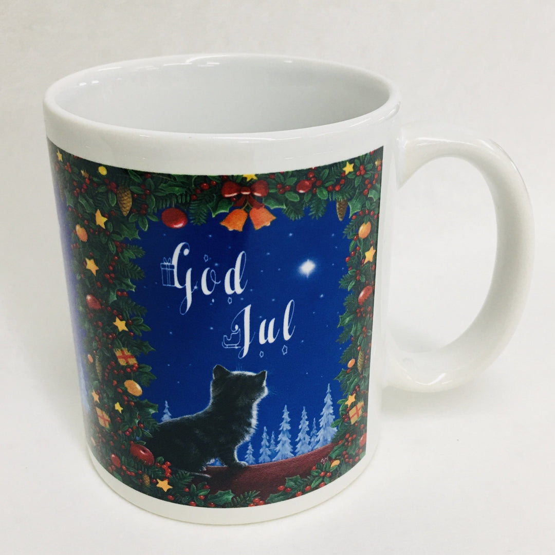 Eva Melhuish Black cat in window coffee mug