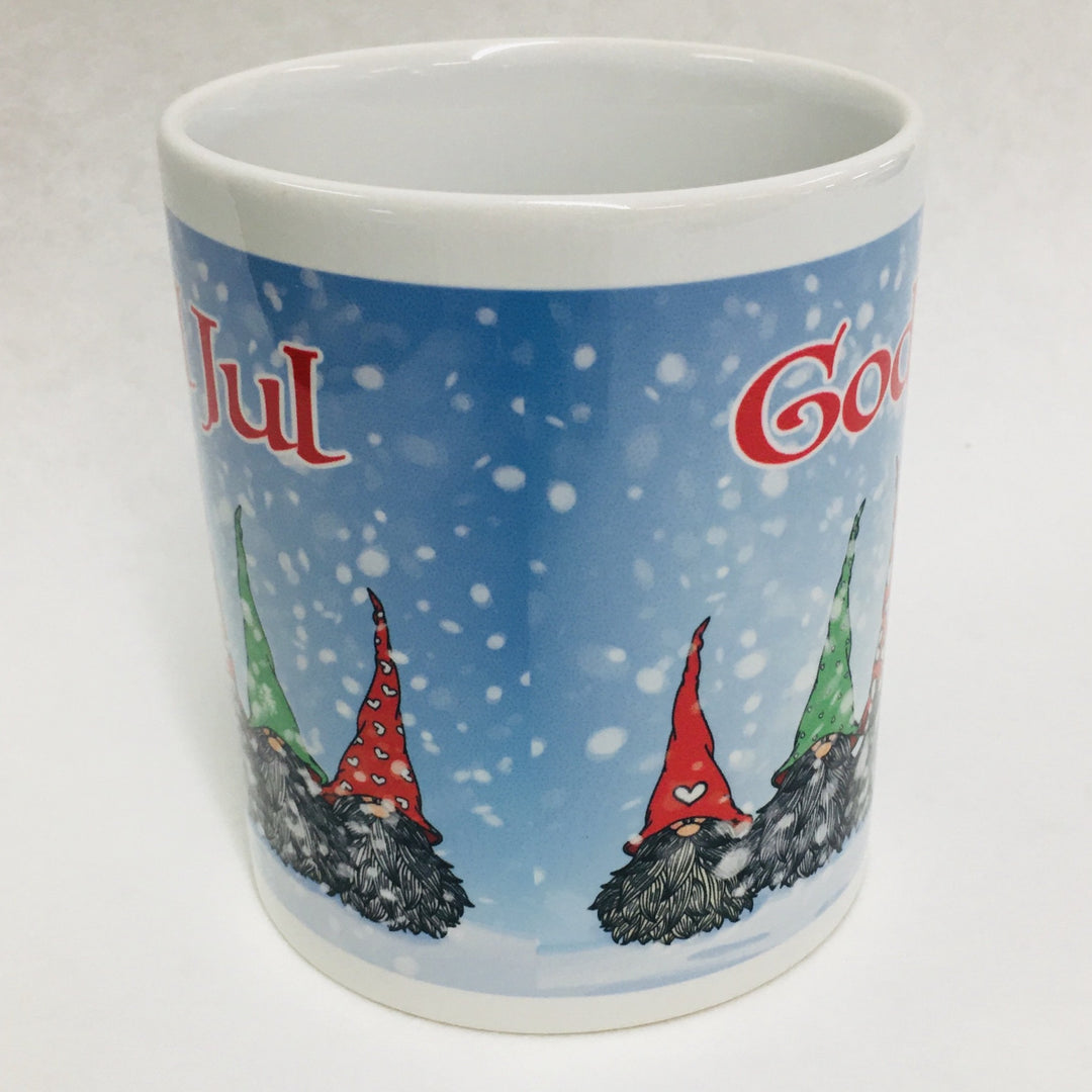 God Jul Snowy Gnomes coffee mug