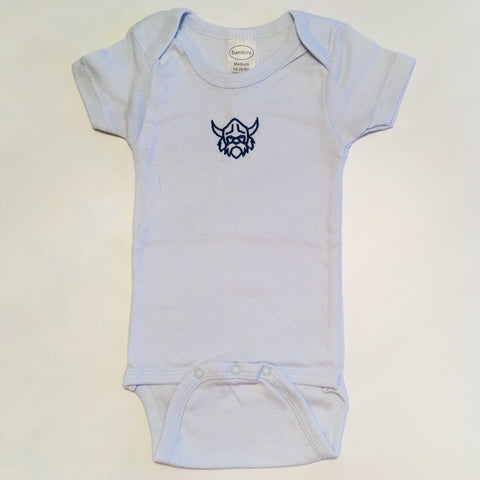 Blue Baby Onezie with snaps - Embroidered Viking
