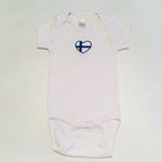 White Baby Onezie with snaps - Embroidered Finland Heart