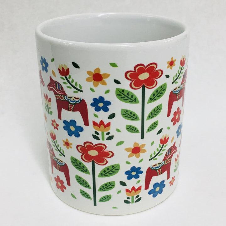 Dala horses & flowers coffee mug