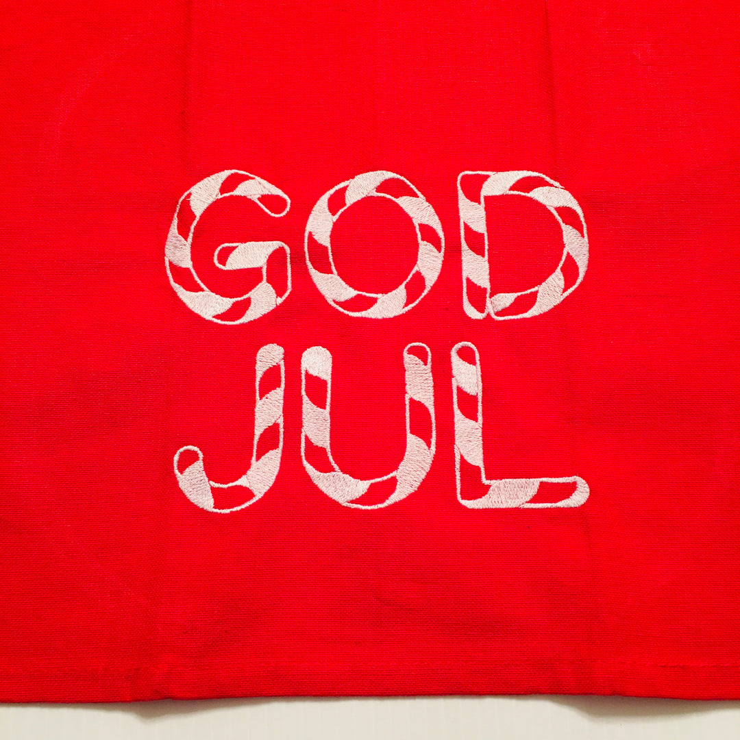 Dish Towel - God Jul Candy Cane