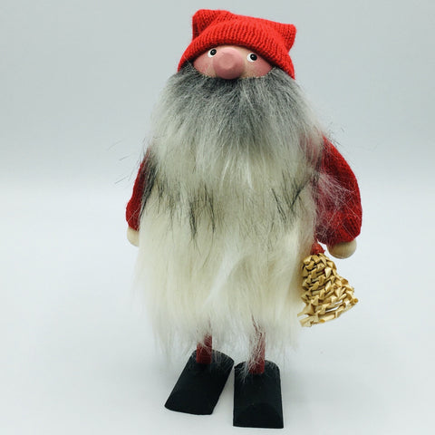 Hand made tomte with white fur jacket