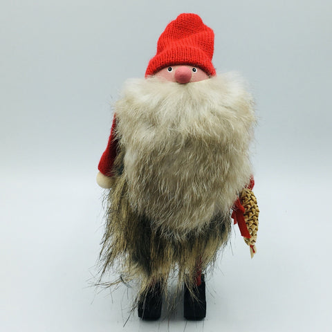 Hand made tomte with brown fur jacket