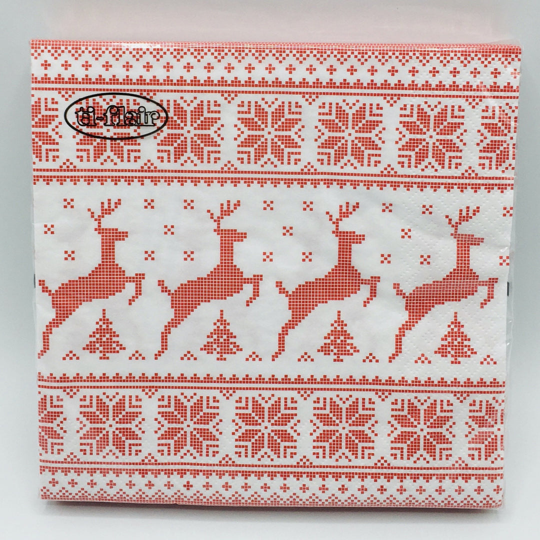 Nordic Reindeer with trees paper napkins