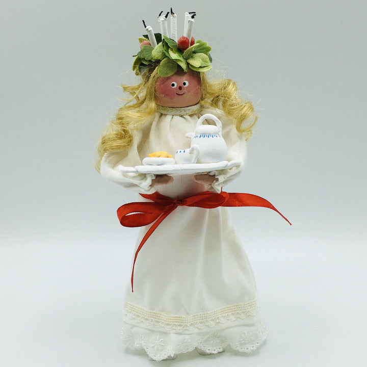 Hand made Lucia with tray of coffee and lucia buns