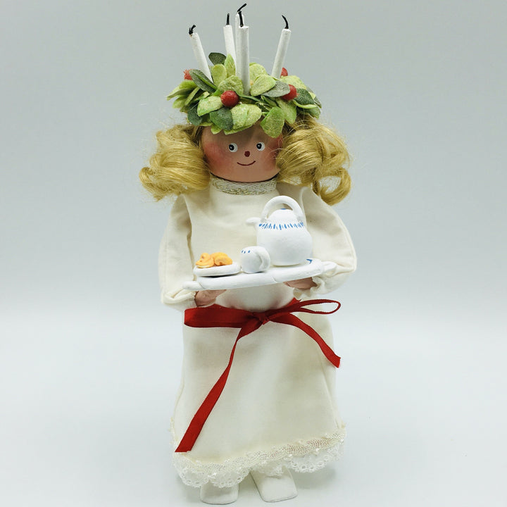 Hand made Lucia with tray of coffee and lucia buns