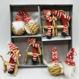 Gnome and Straw Goats Ornaments - Box of 8