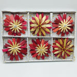 Red and Natural Straw Ornaments - Box of 12
