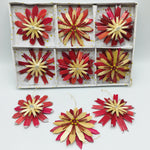 Red and Natural Straw Ornaments - Box of 12