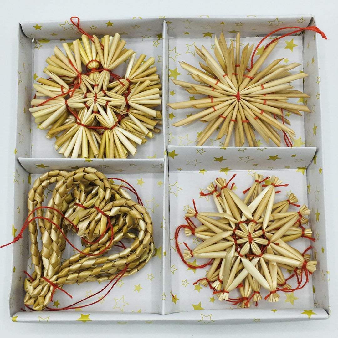 Straw ornament set - 12 pc box