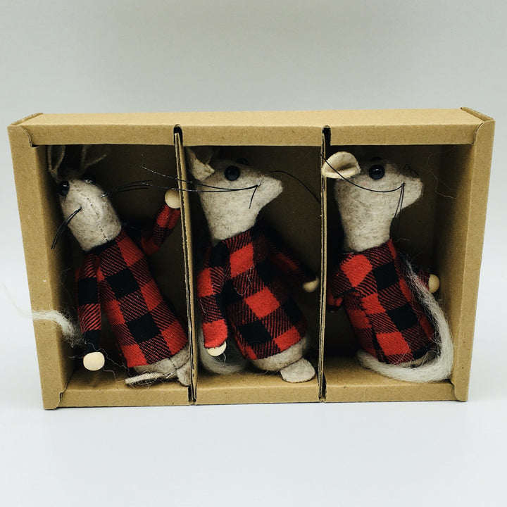 Buffalo Plaid Mice - Box of 3