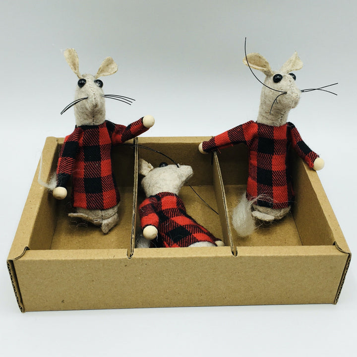 Buffalo Plaid Mice - Box of 3