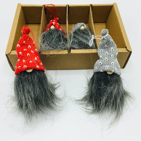 Gray Fuzzy Gnome Ornaments - Box of 4