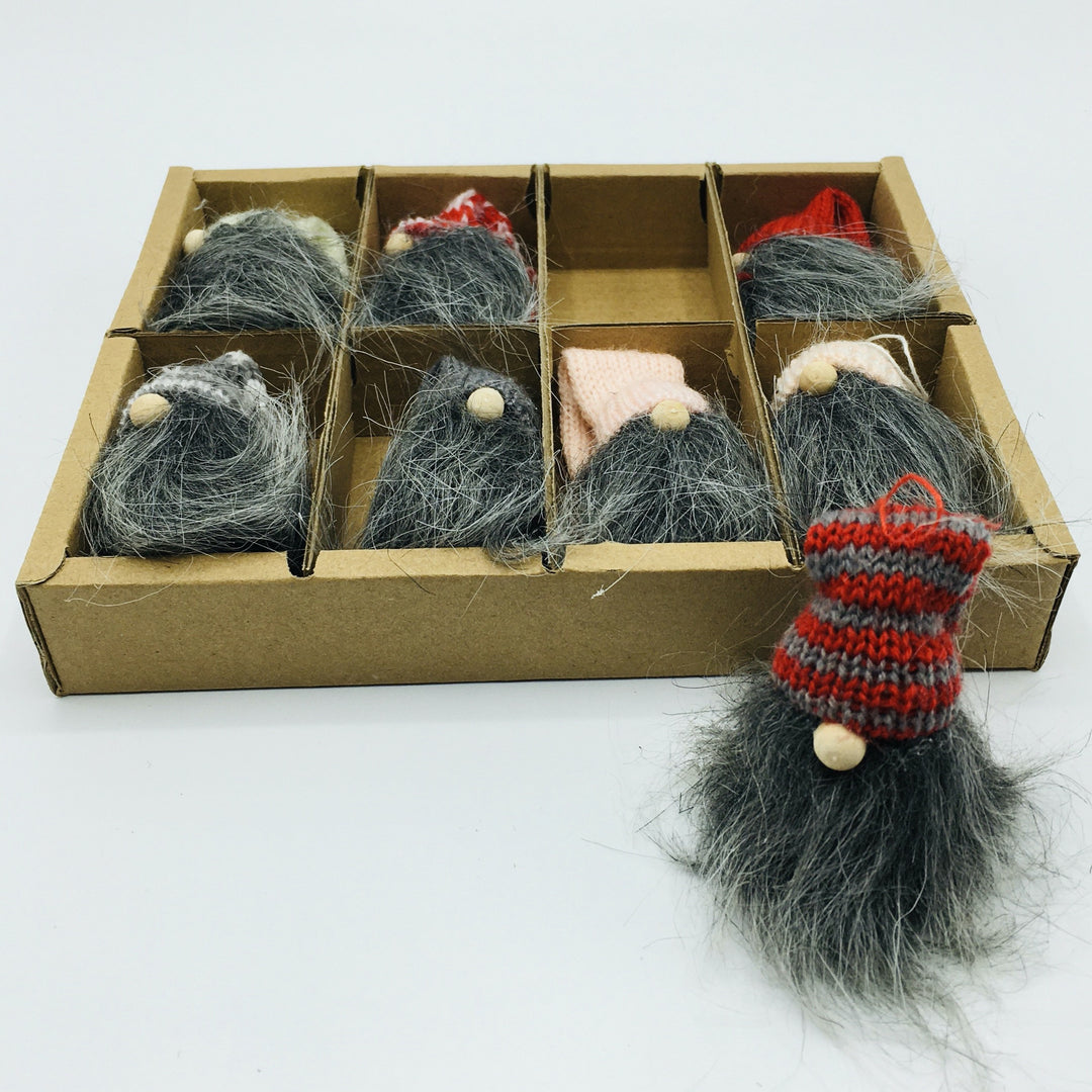 Fuzzy Gnome ornaments - Box of 8