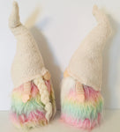 Gnome Couple with Pastel Rainbow fur & White hat