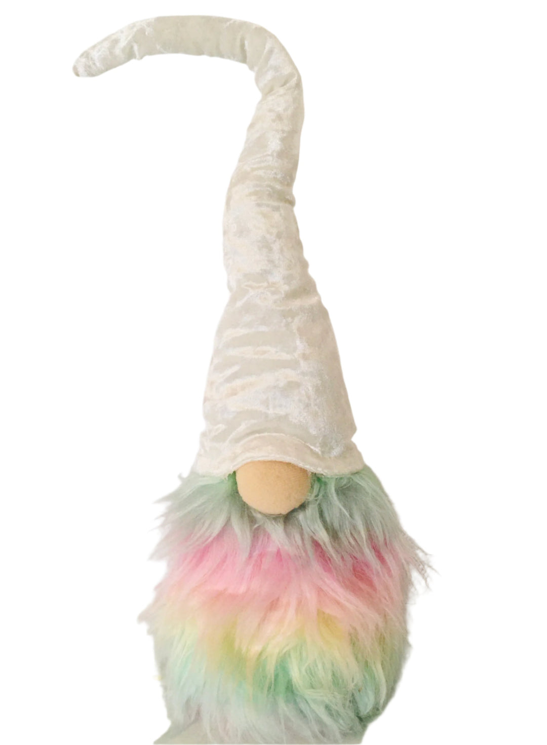 Gnome with Pastel Rainbow fur & White hat