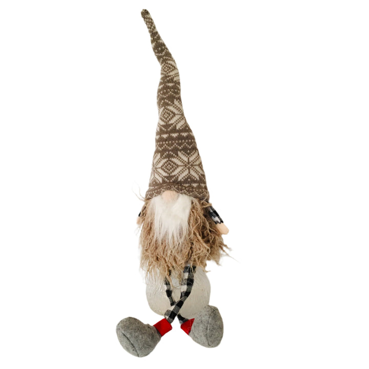 Gnome with gray snowflake hat