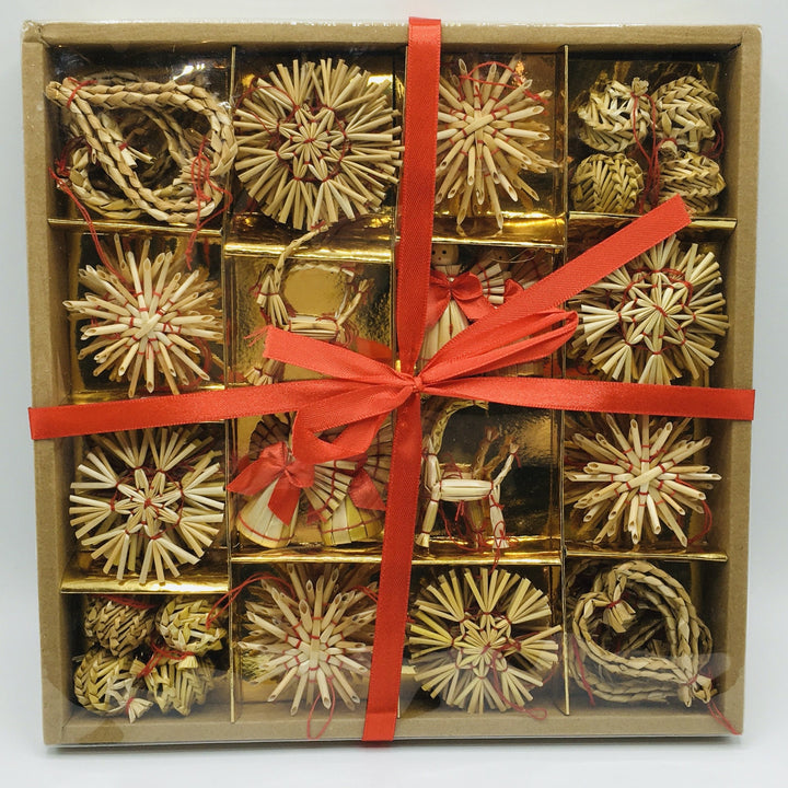 Straw ornament set - 56 pc box