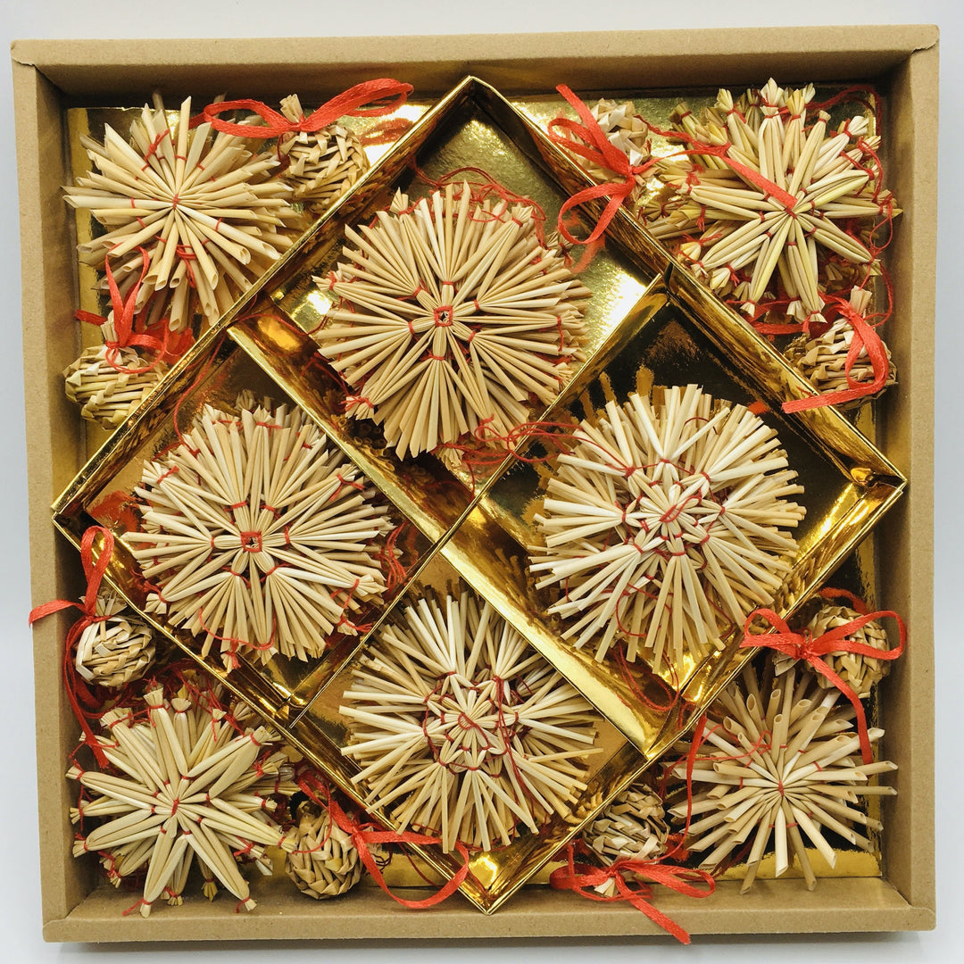 Straw ornament set - 56 pc box