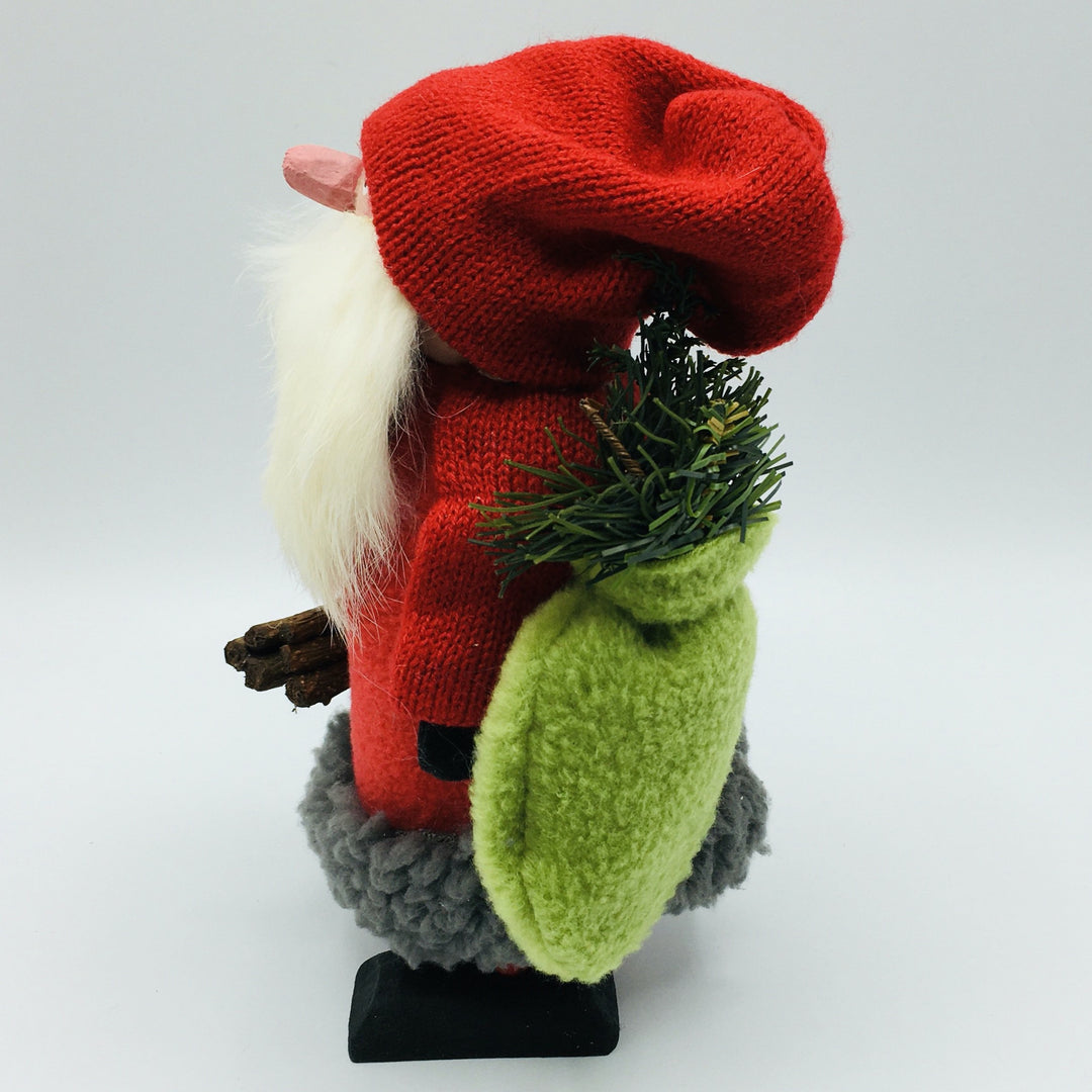 Hand made Tomte with Firewood & Sack