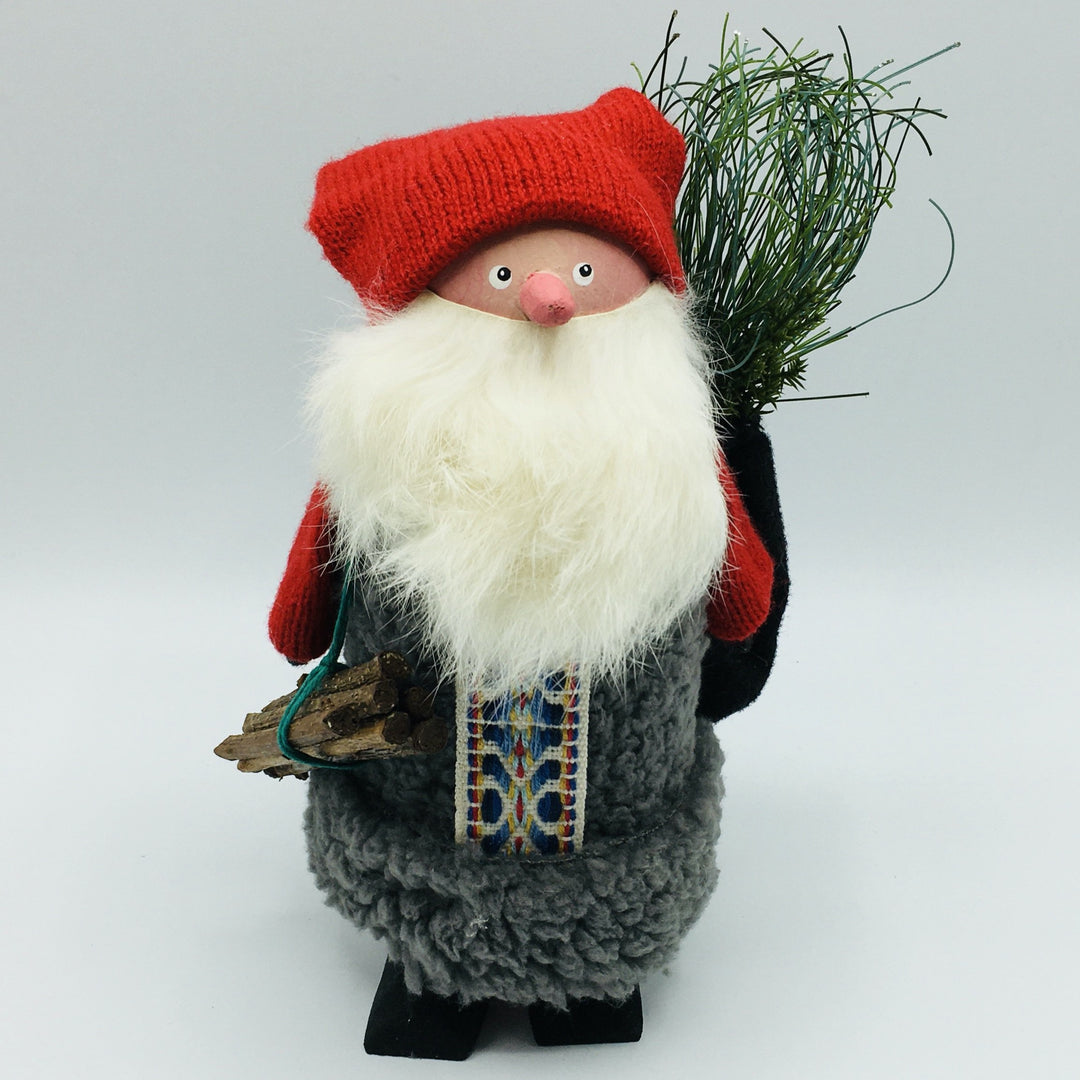 Hand made Tomte with Firewood & Sack