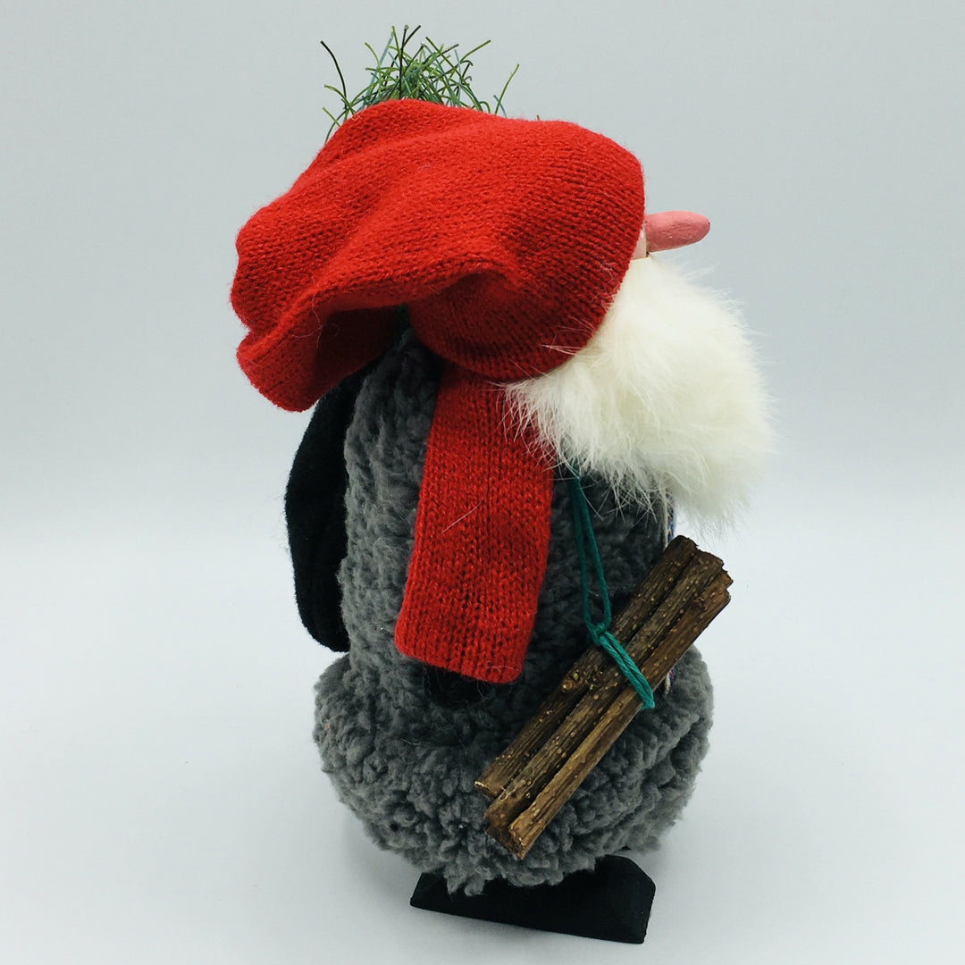 Hand made Tomte with Firewood & Sack