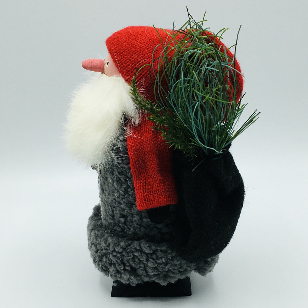 Hand made Tomte with Firewood & Sack