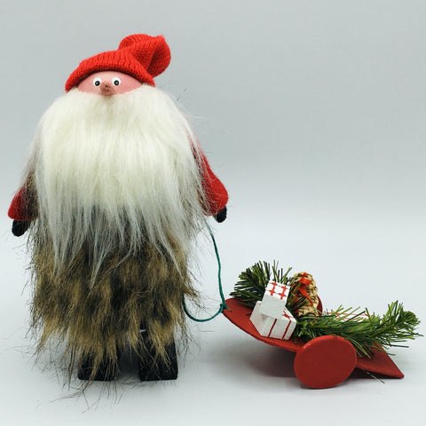 Hand made Tomte with Sled