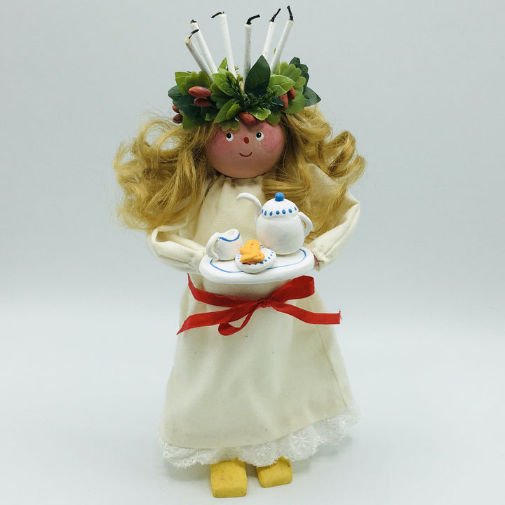 Hand made Lucia with tray of coffee and lucia buns