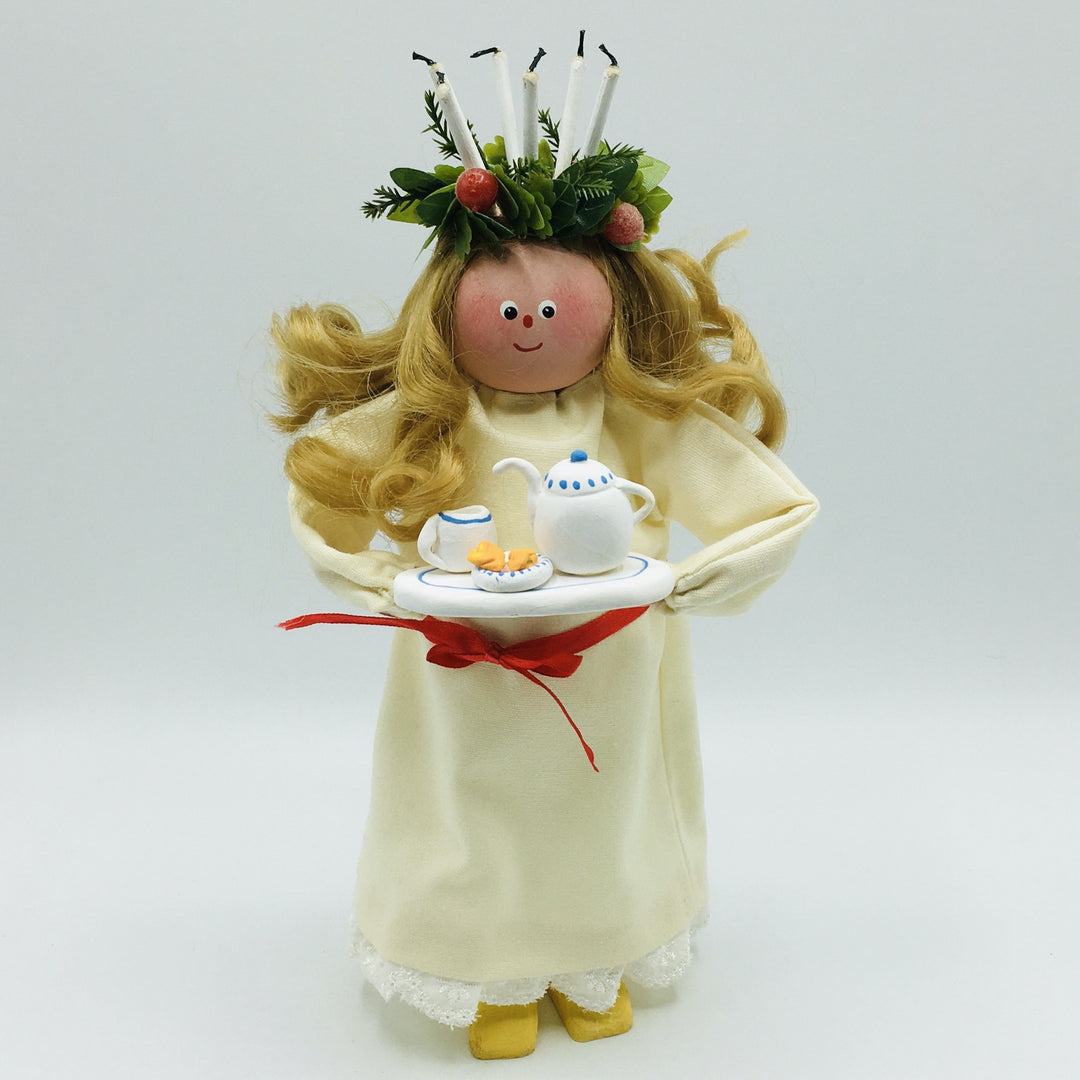 Hand made Lucia with tray of coffee and lucia buns