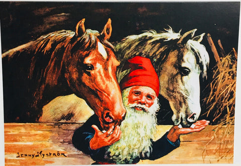 Boxed cards, Jenny Nystrom Gnome Tomte with Horses