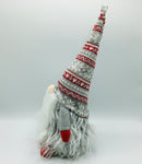 Gnome with Red & Gray Snowflake Hat