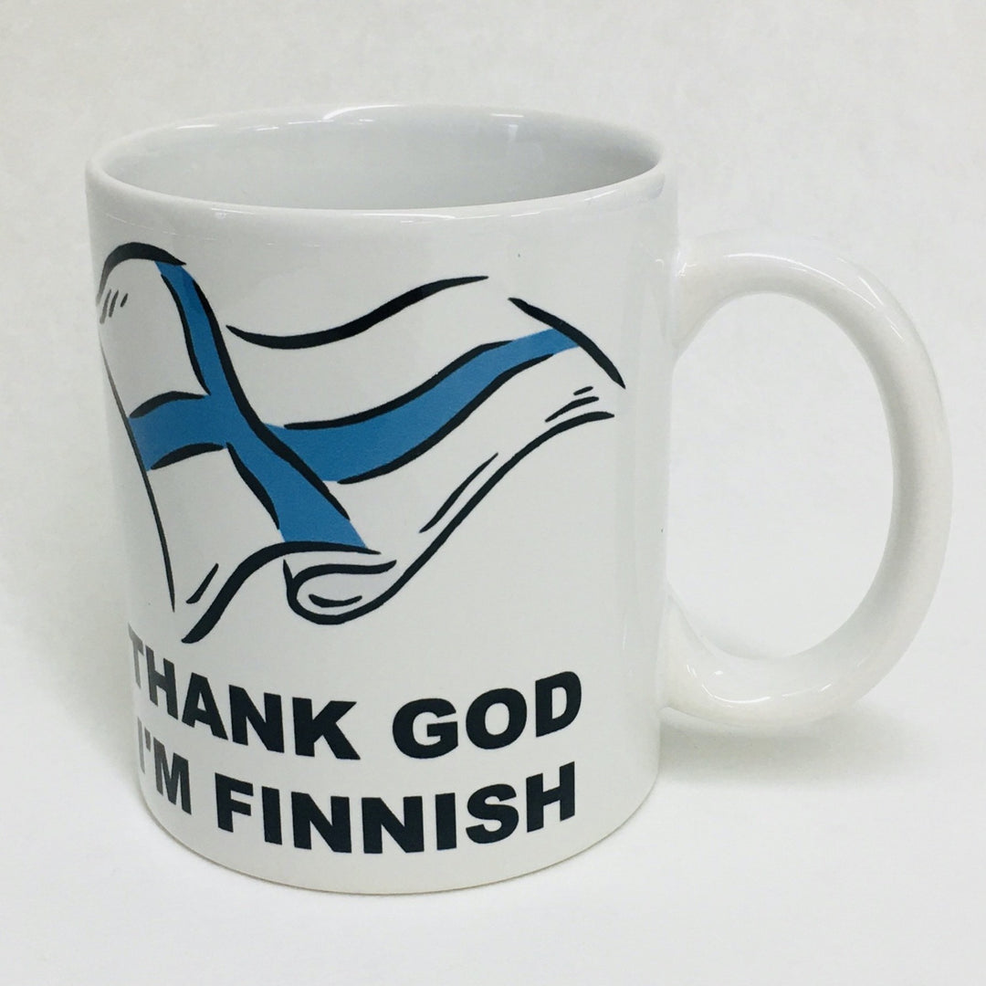 Thank God I'm Finnish coffee mug