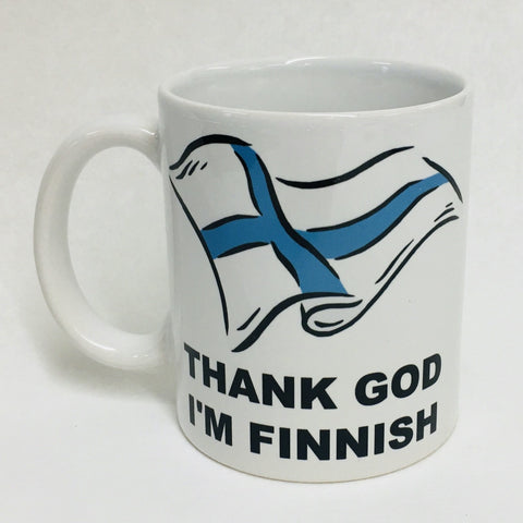 Thank God I'm Finnish coffee mug