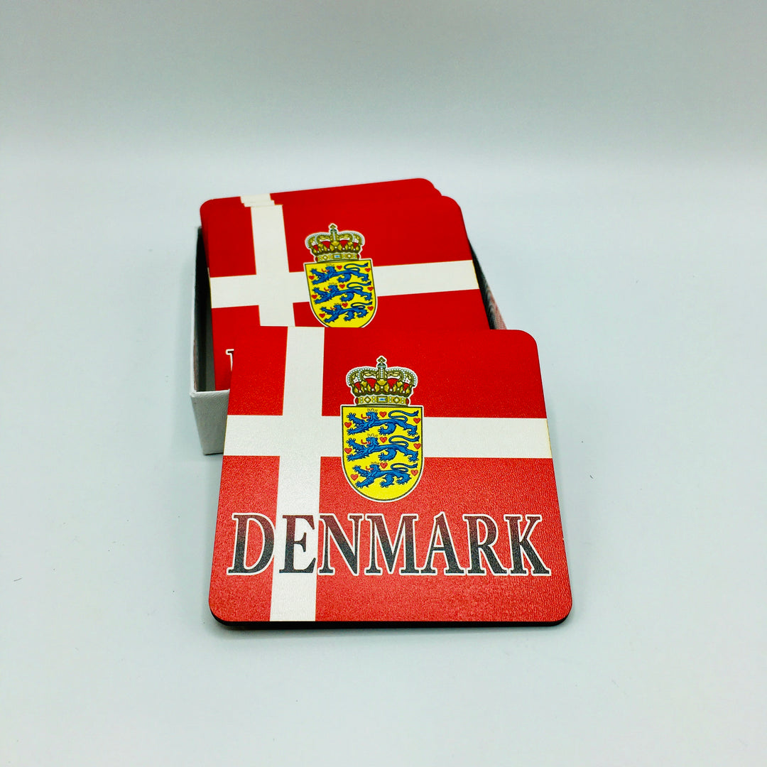 Denmark Flag and Crest Hardboard Coaster