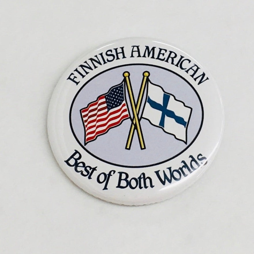 Finnish American round button/magnet