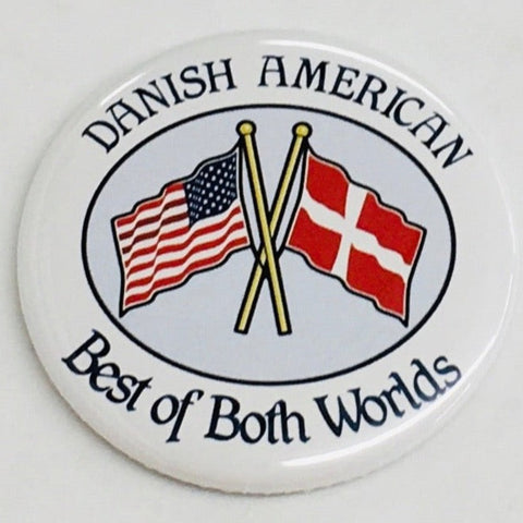 Danish American round button/magnet