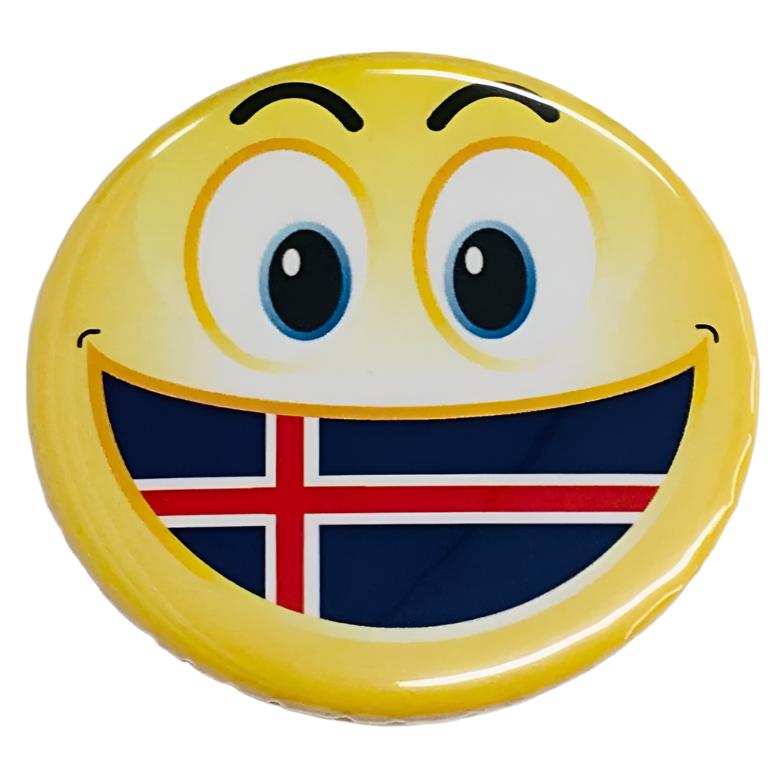 Iceland flag smiley round button/magnet