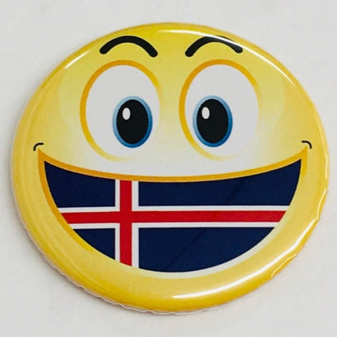 Iceland flag smiley round button/magnet