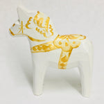 Traditional White Gold wooden Dala horse