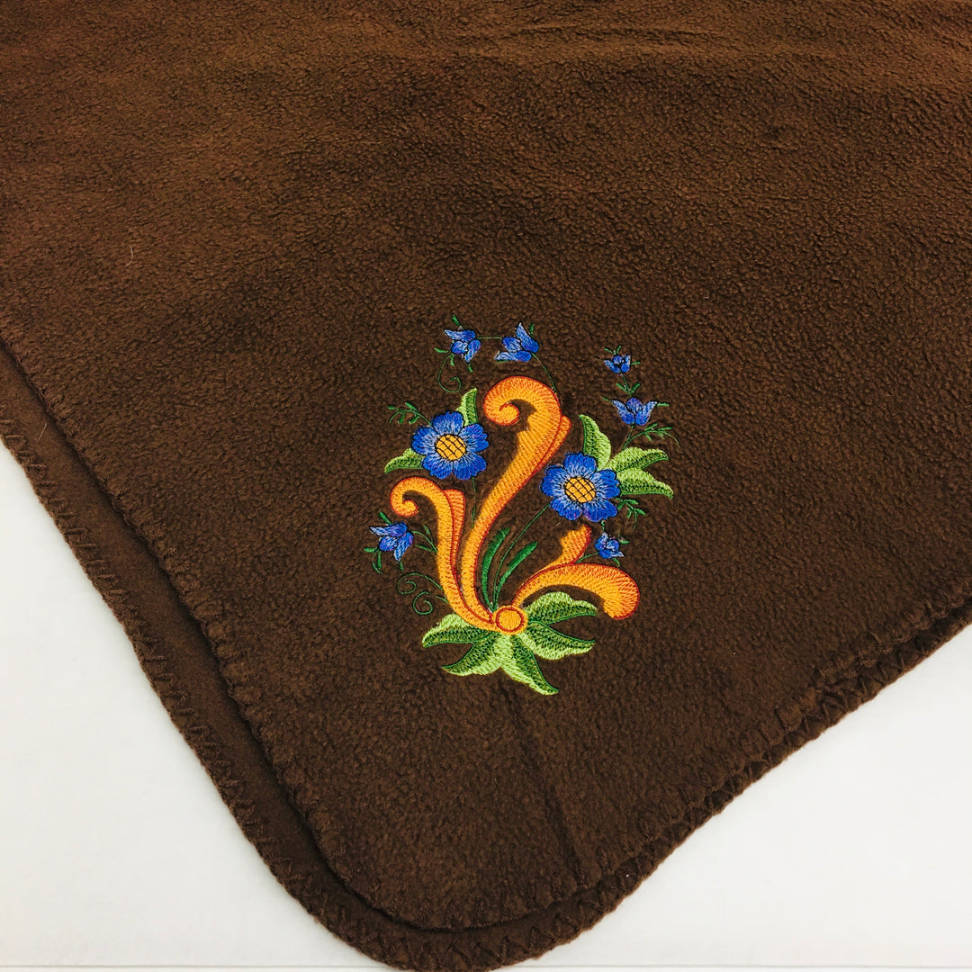 Fleece Throw Blanket -Rosemaling