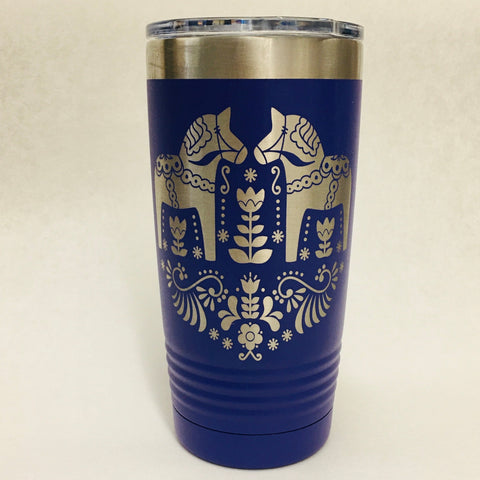 Dala Horses on Purple 20 oz Stainless Steel hot/cold Cup