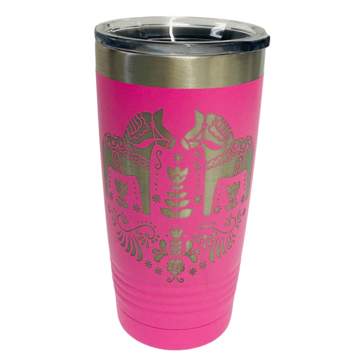 Dala Horses on Pink 20 oz Stainless Steel hot/cold Cup