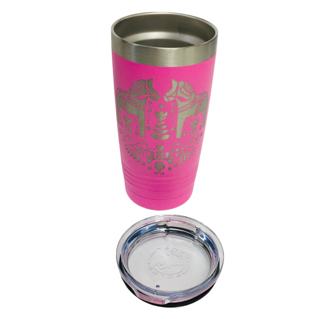 Dala Horses on Pink 20 oz Stainless Steel hot/cold Cup