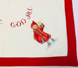 Hand made God Jul Girl with Candle Tablecloth