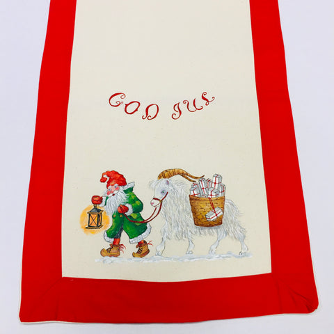 Hand Made God Jul Table Runner Tomte with goat